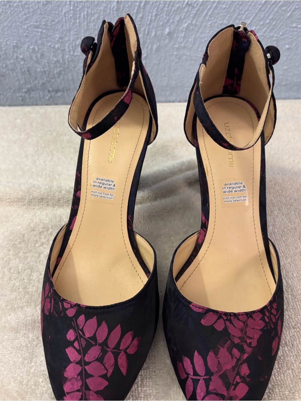 Liz Claiborne Lavender Purple Mary Jane  Floral Ankle-Strap Pumps SZ 8.5 W, LNC